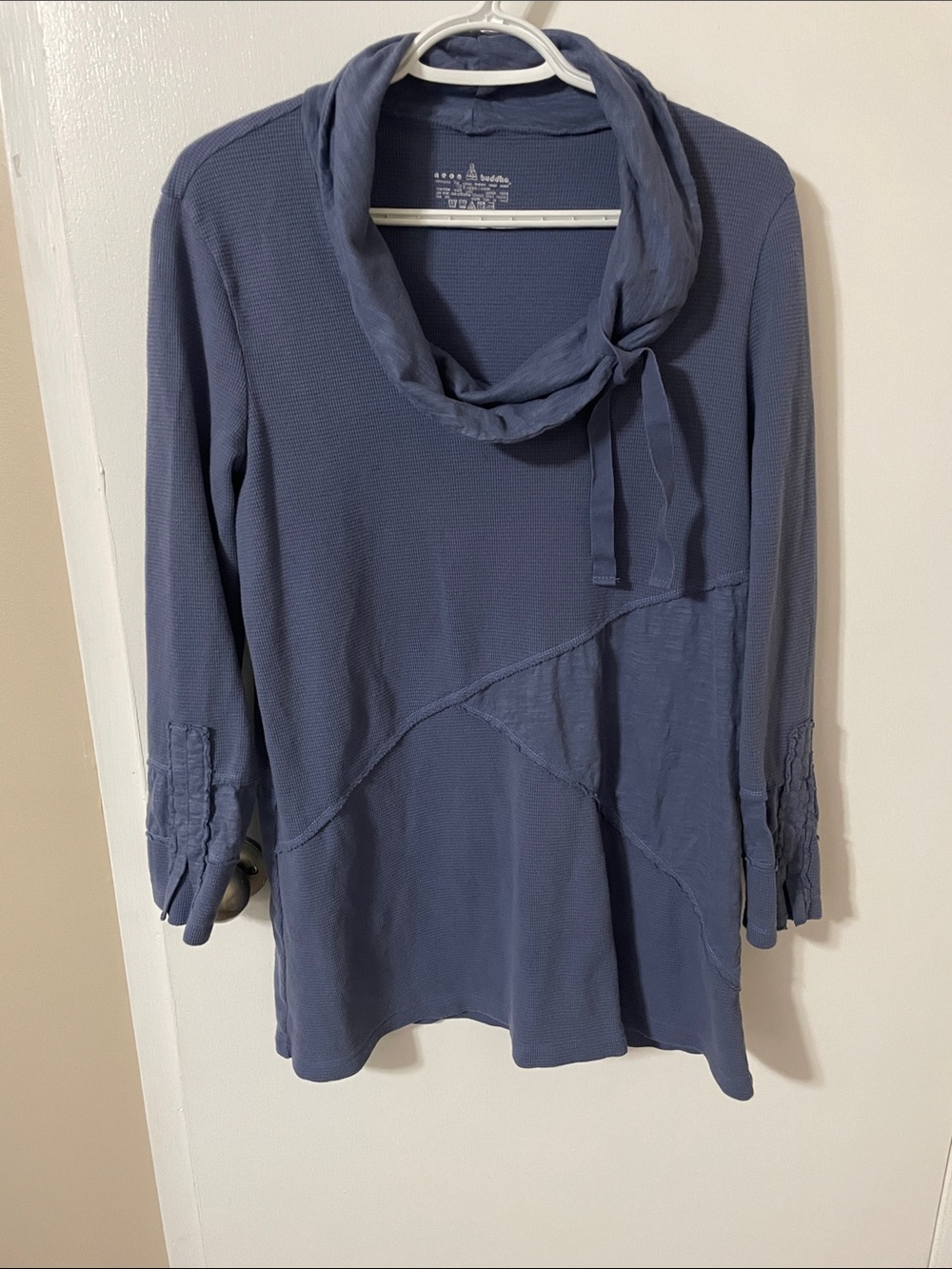 Neon Buddha Slate Blue Long-Sleeve Cowl Tunic Top Size XL